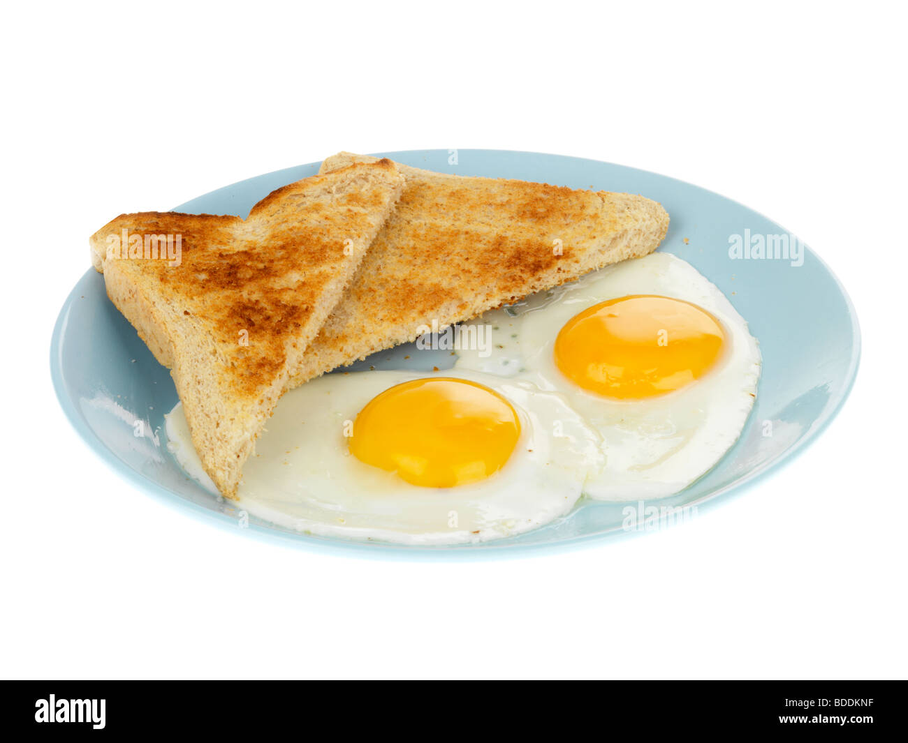 Fried Eggs with Toast Stock Photo