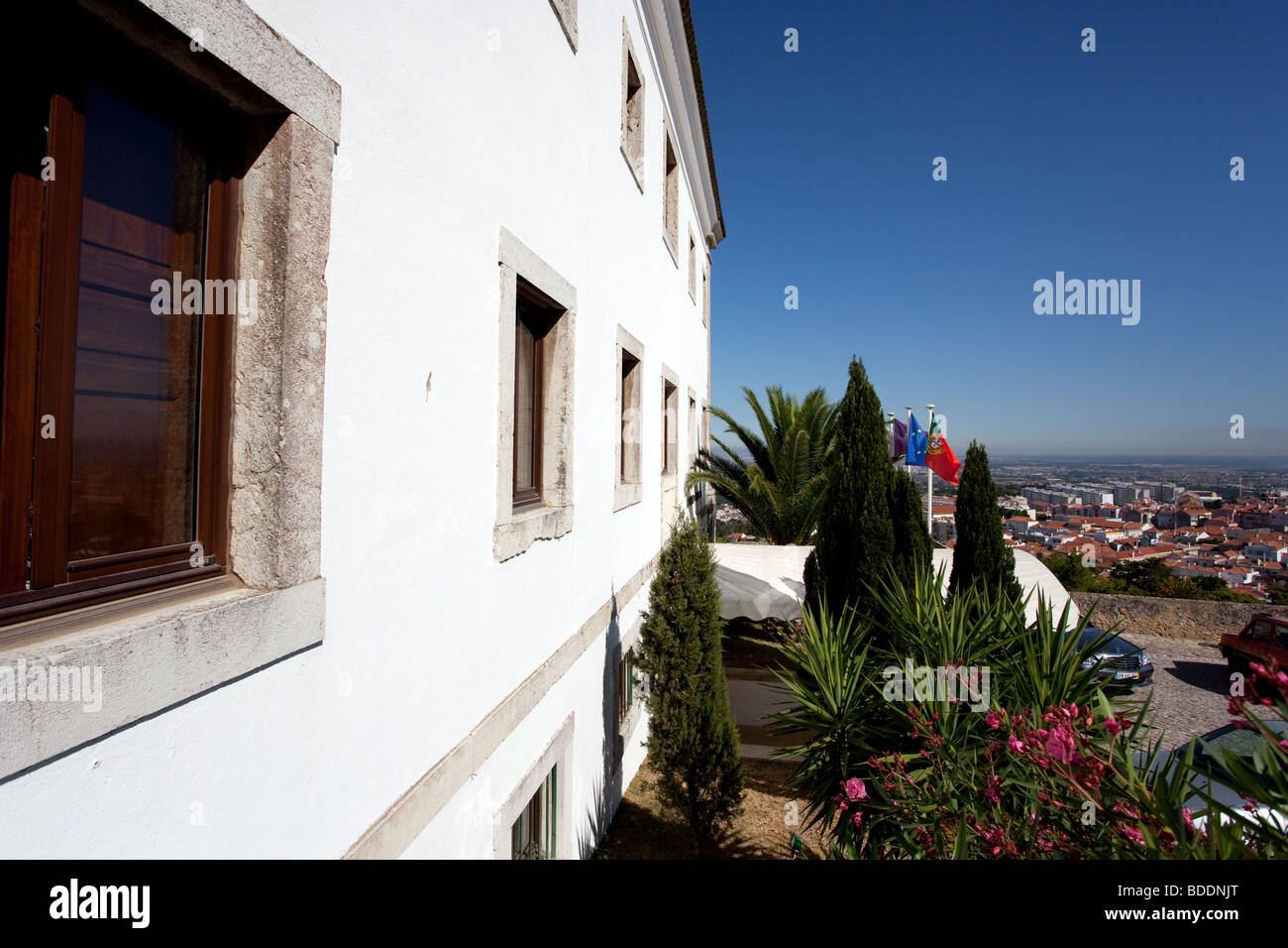 Pousada de Palmela, the historical luxury hotel inside the Palmela Castle. Palmela, Setubal District, Portugal. Stock Photo