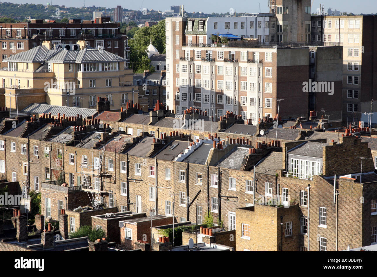 Aeriel view of housing in London east of Marylebone Station Stock Photo