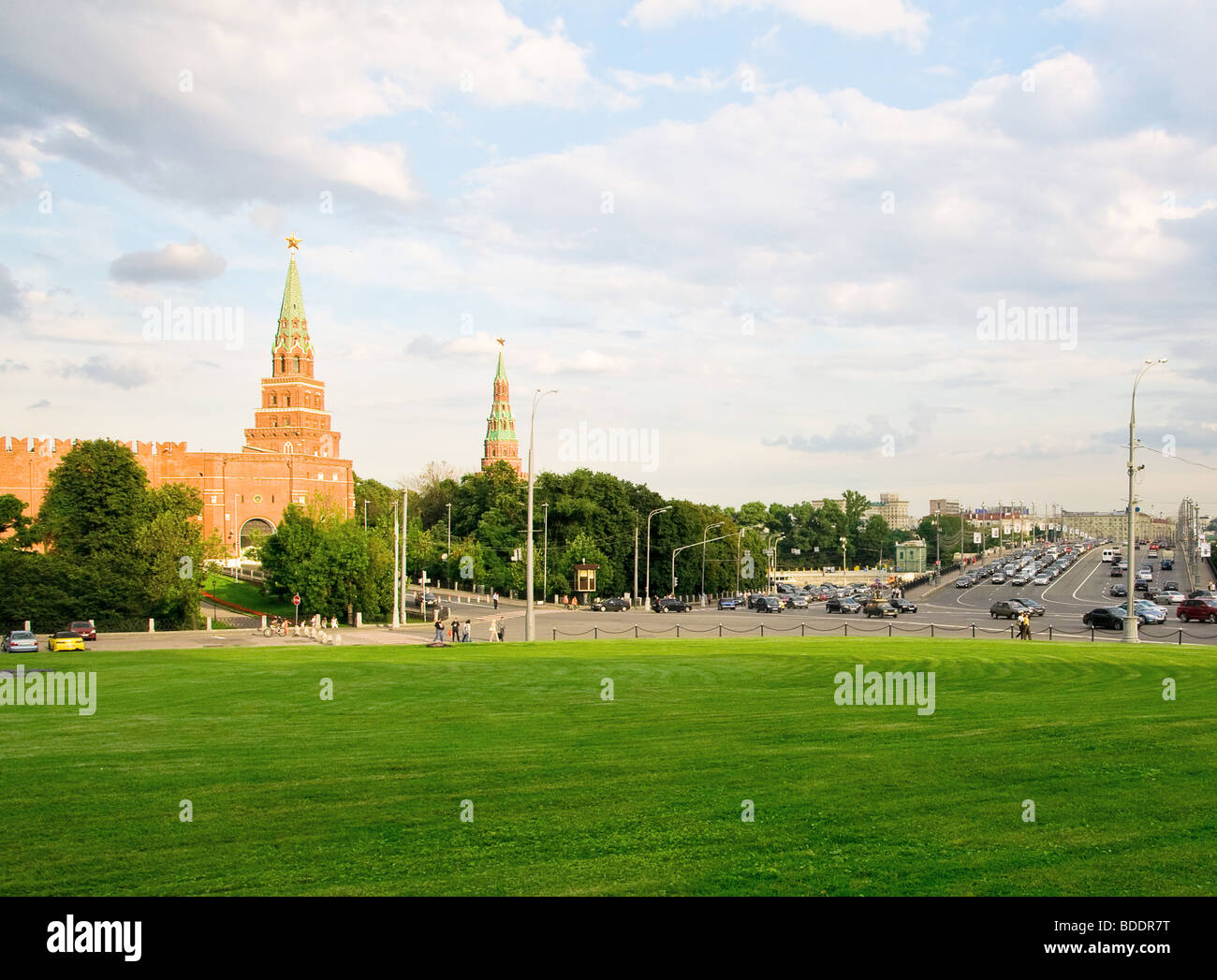Russian Moscow Kremlin, Bolshoy Kamenny Bridge Stock Photo