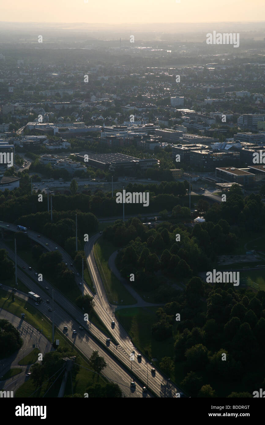 The northern suburbs of Munich, Germany in the late evening sun Stock Photo Alamy
