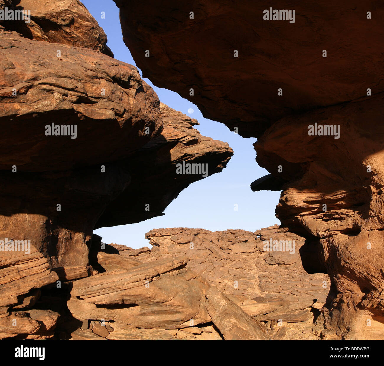 The Adrar Mountains, near Terjit oasis, in the Sahara Desert of eastern
