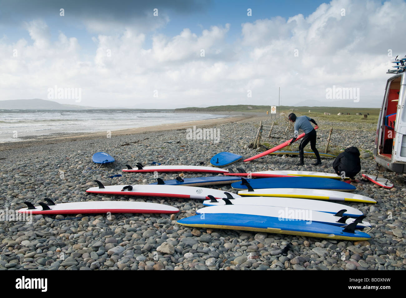 Surfboards on Carrowniskey Beach, county Mayo, Ireland Stock Photo Alamy