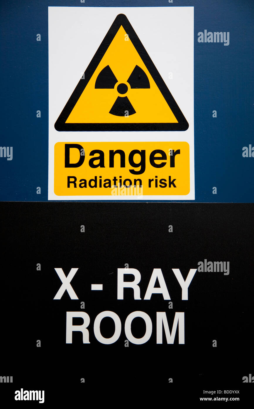 Warning Sign on the Door of Radiography Room Stock Photo
