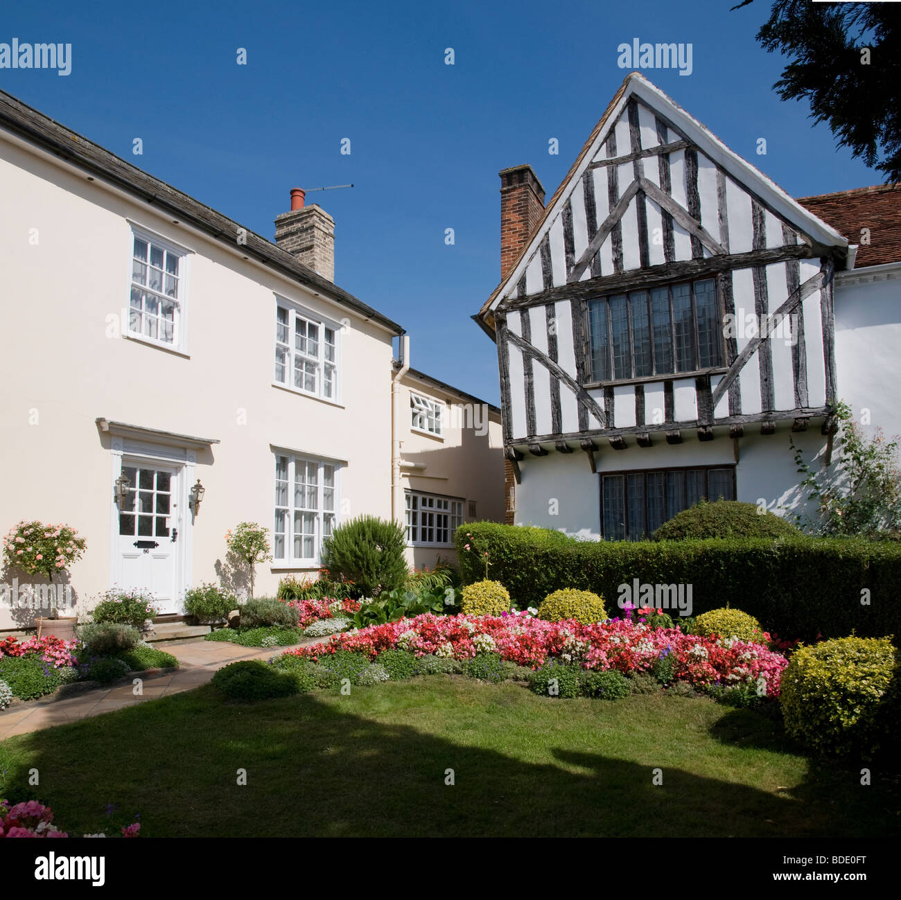A timber framed house and its garden in Lavenham, Suffolk, England