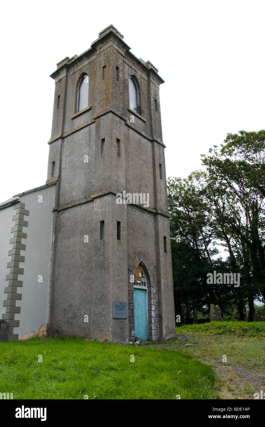 The tower of the old church in the village of Louisburgh County Mayo, Ireland, now used as a museum and community centre Stock Photo