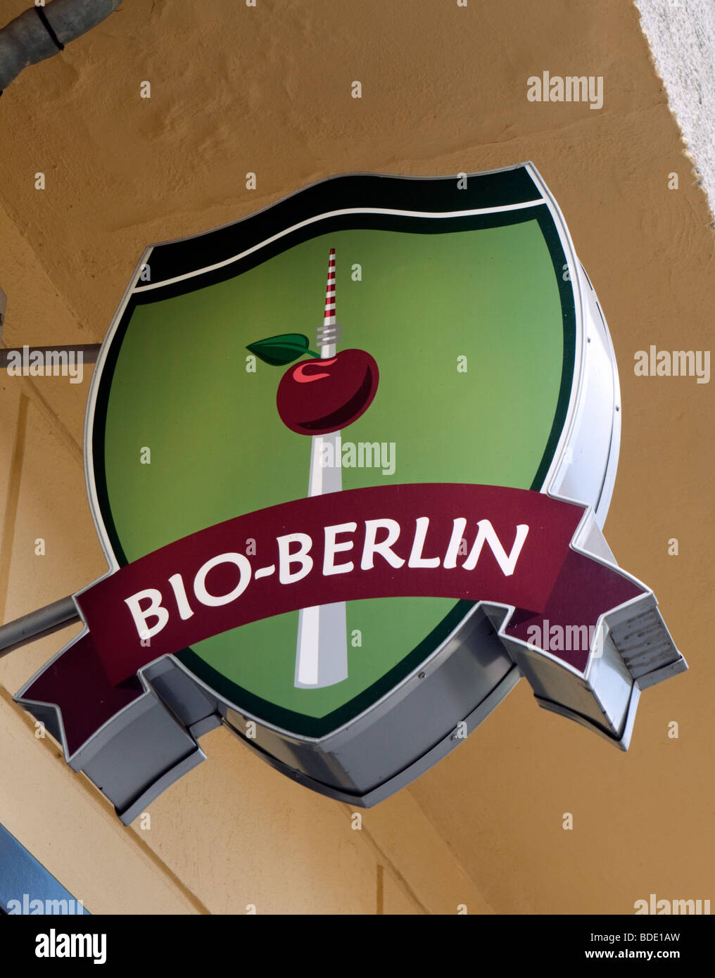 Sign outside Bio Organic food shop in Prenzlauer Berg district of Berlin Germany Stock Photo