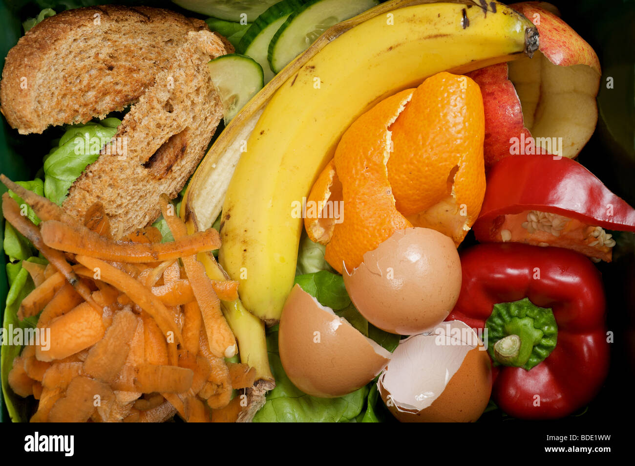 Kitchen food waste ready for composting, Suffolk, UK Stock Photo Alamy