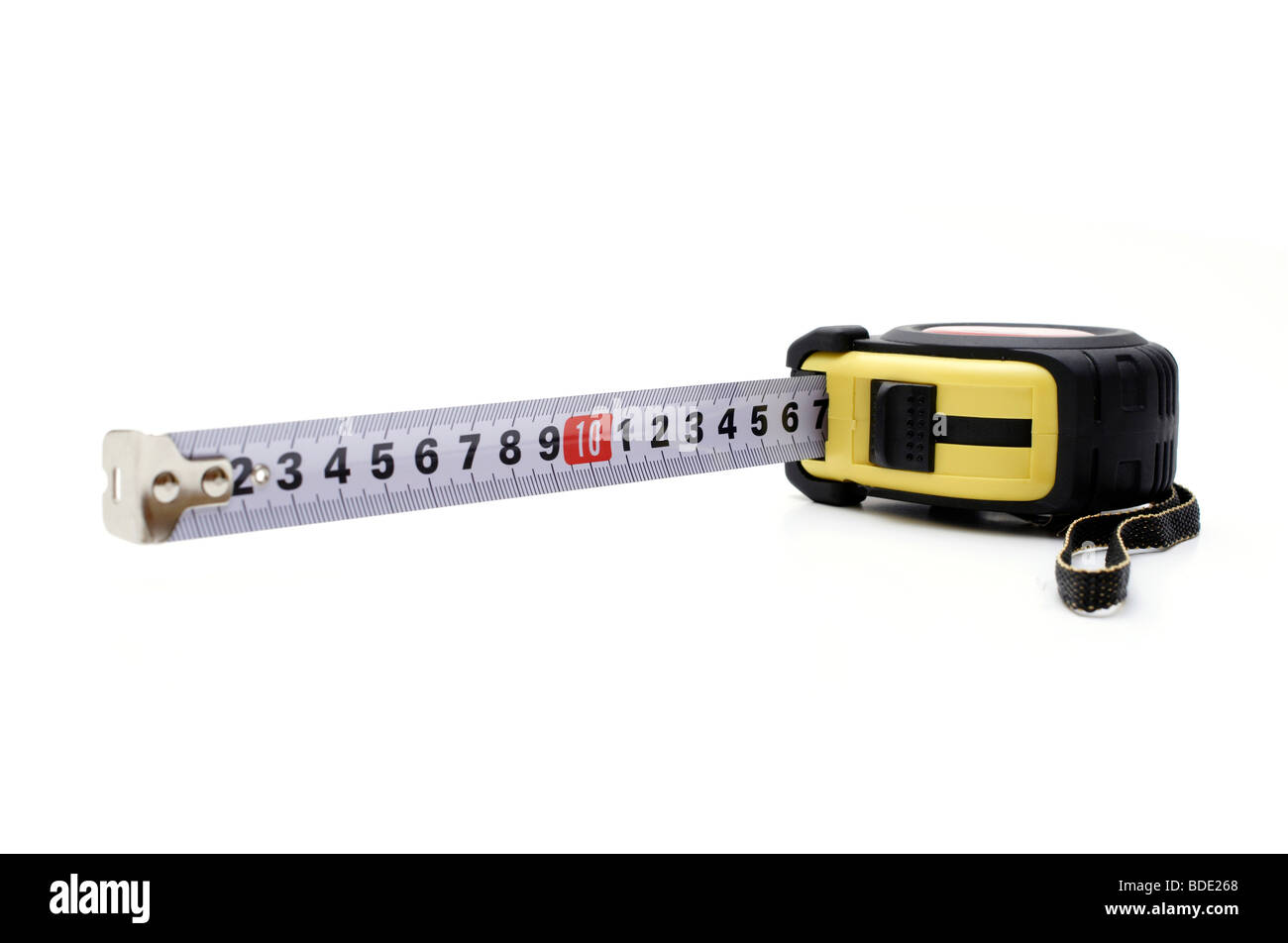 Opened tape measure on white isolated background Stock Photo - Alamy