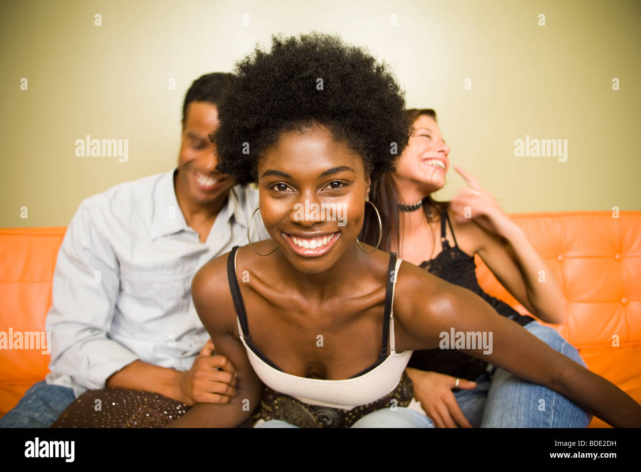 Young group of friends having fun together Stock Photo