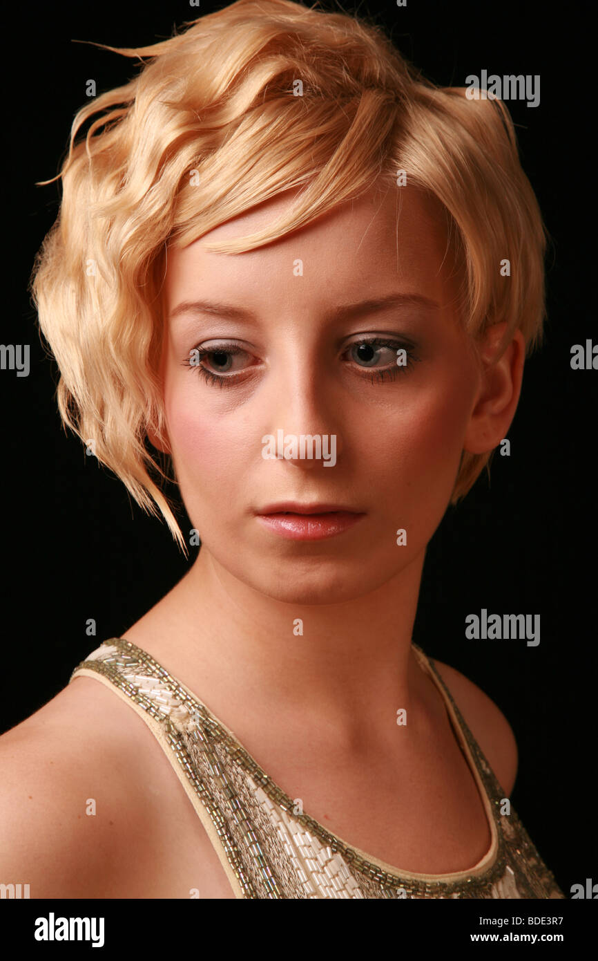 Female Model Headshot Taken For Hair Stylists Competition Stock