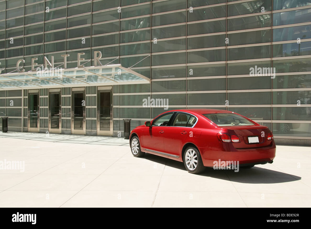 Red Lexus At Glass Building Lexus Gs300 Logos And Badges Removed From Car Stock Photo Alamy