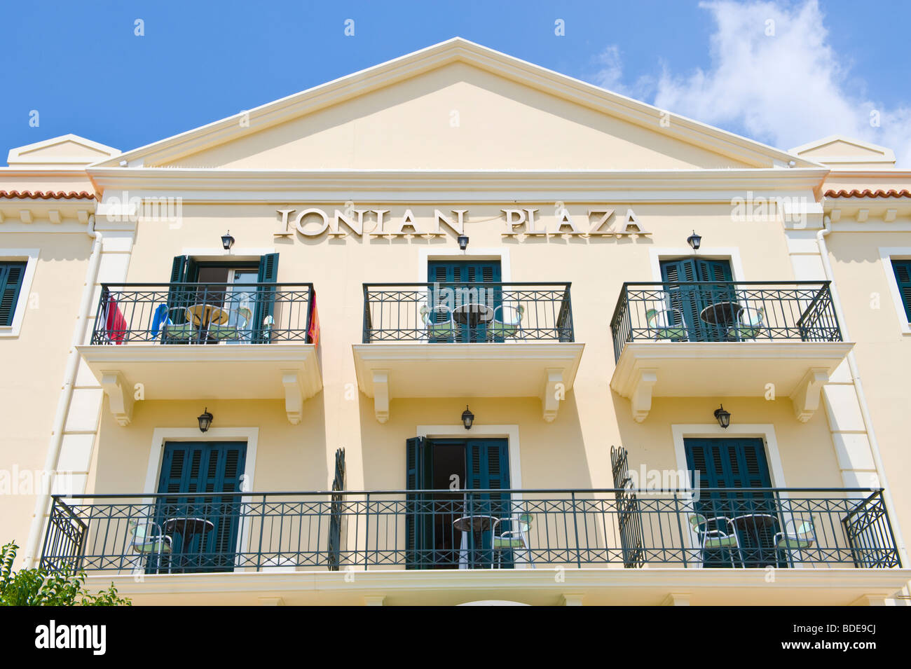 Exterior of Ionian Plaza hotel in Argostoli on the Greek Mediterranean island of Kefalonia Greece GR Stock Photo