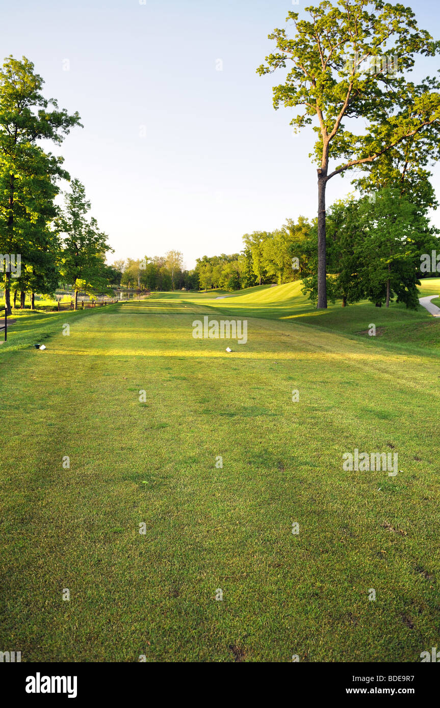 Golf course in late afternoon Stock Photo