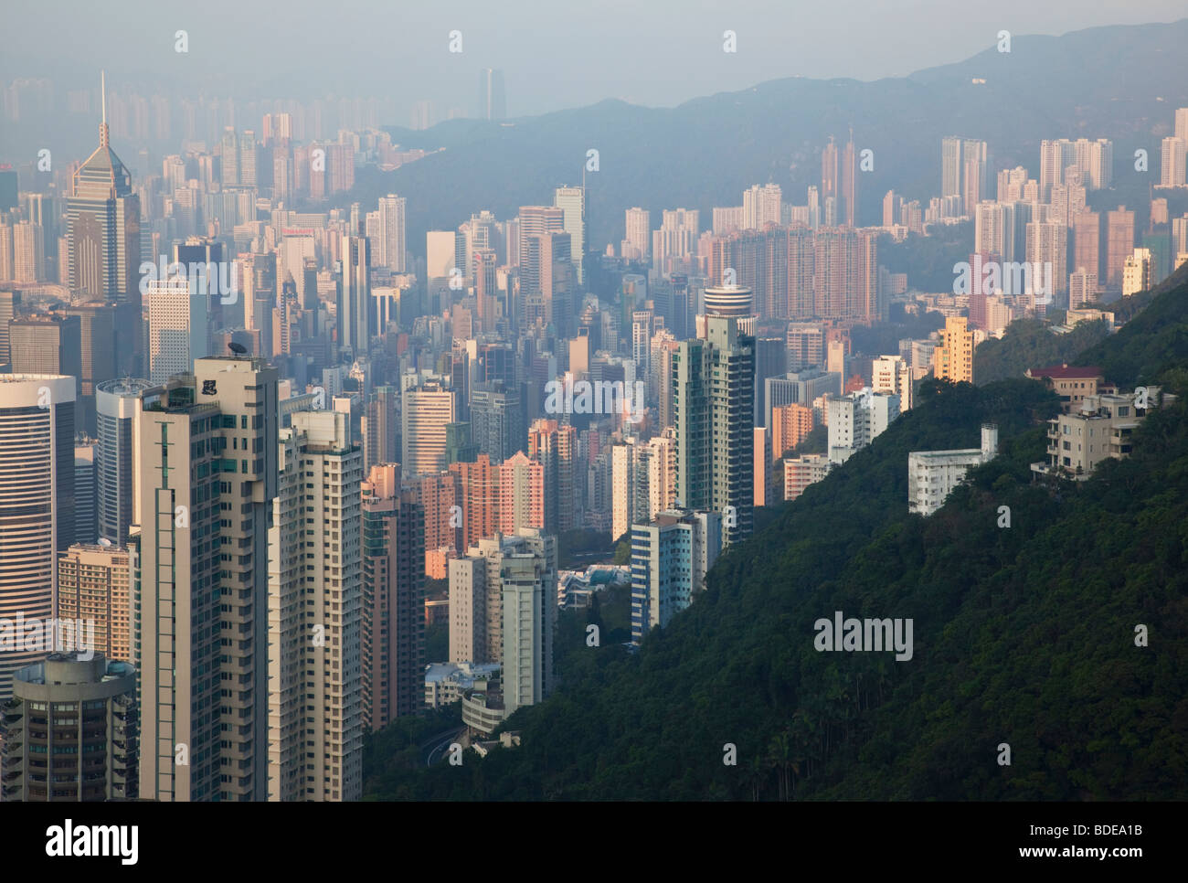 View from The Peak, Shan Teng, Hong Kong, China. Stock Photo