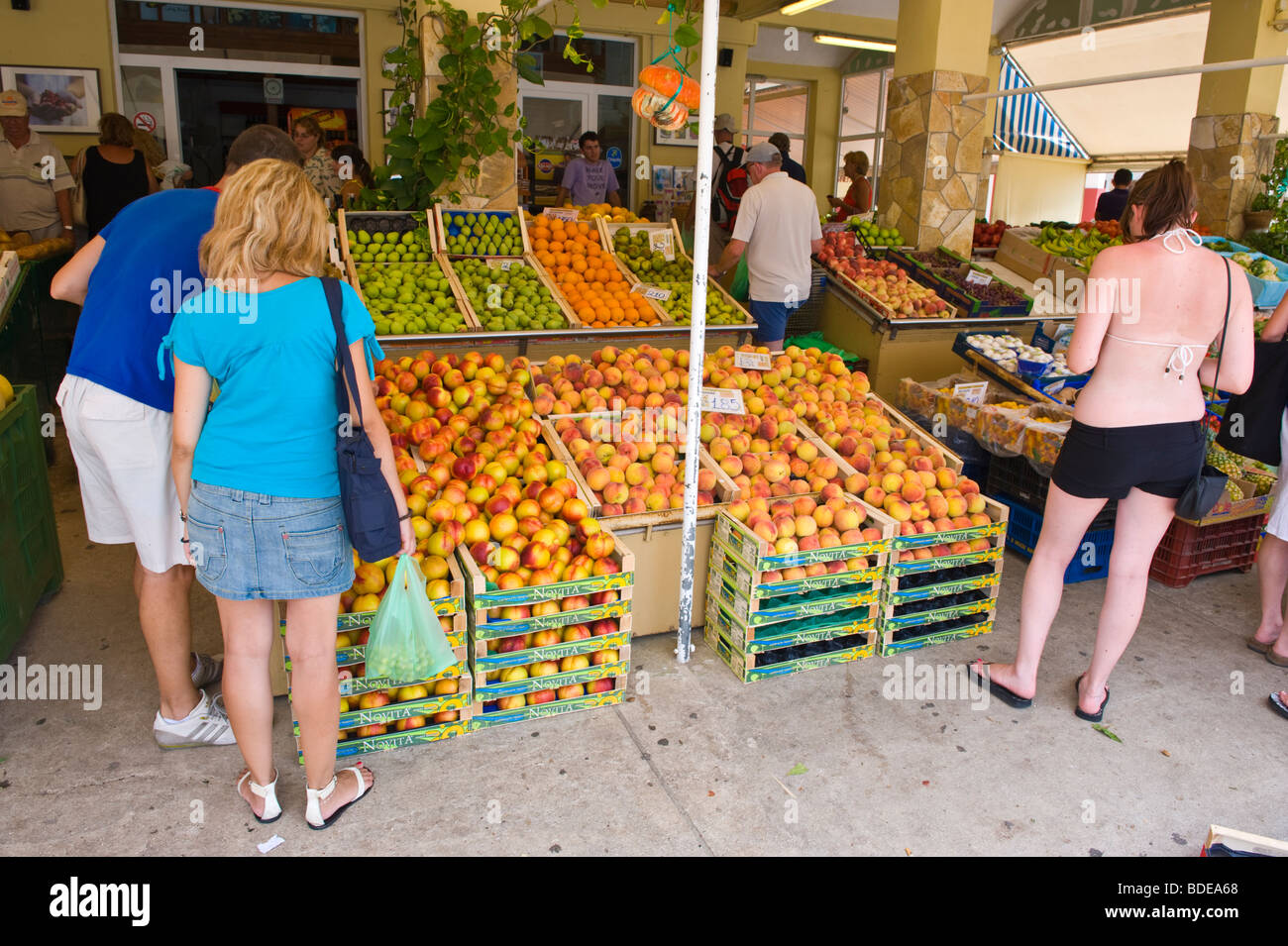 Fruit and veg market in Argostoli on the Greek Mediterranean island of Kefalonia Greece GR Stock Photo