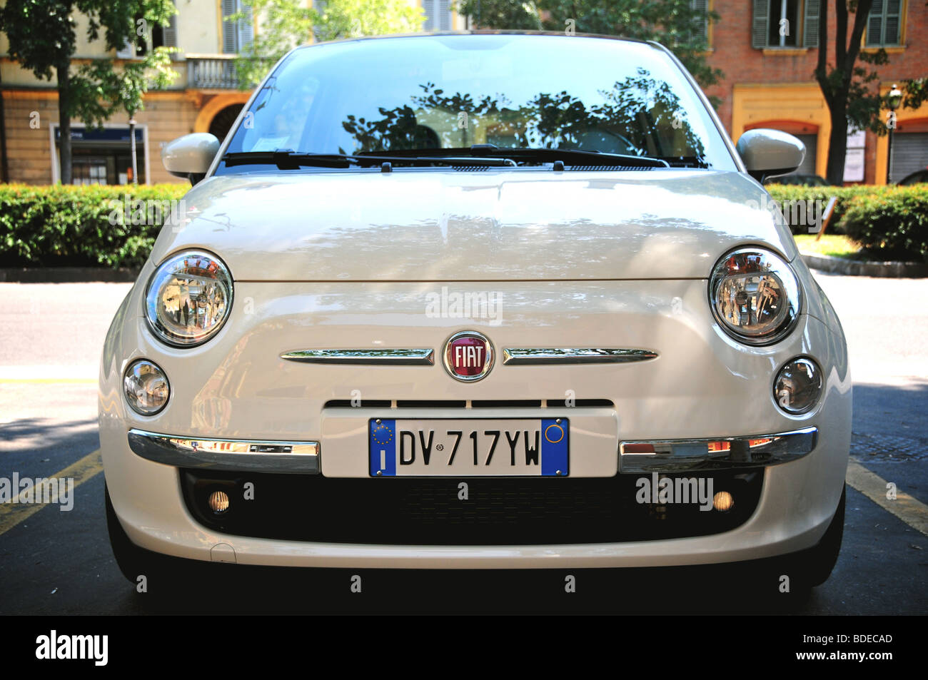 White Fiat 500 car, Italy Stock Photo