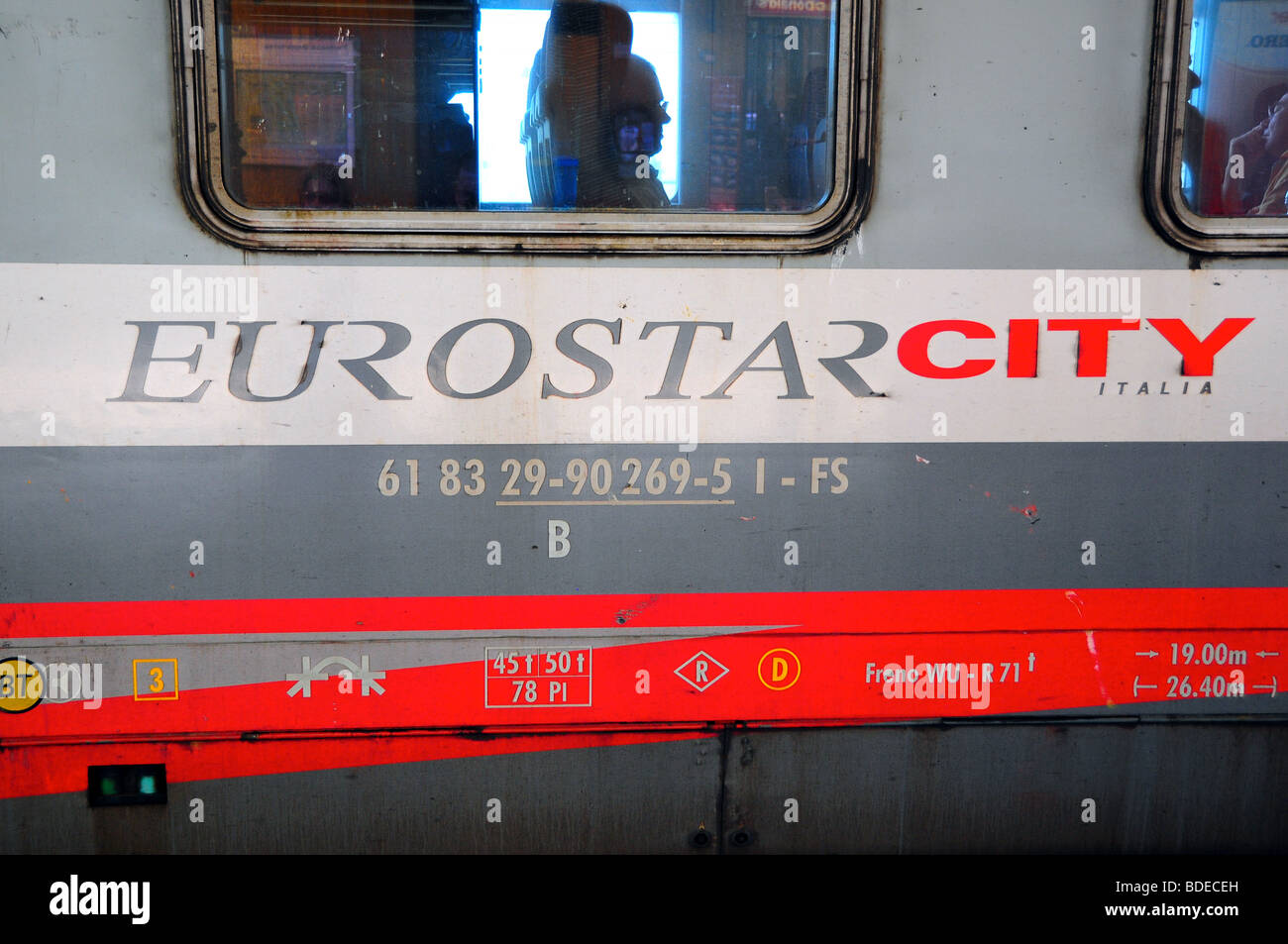 Italian Railways EUROSTAR CITY fast train - 'Trenitalia' - at Bologna Station, Italy Stock Photo