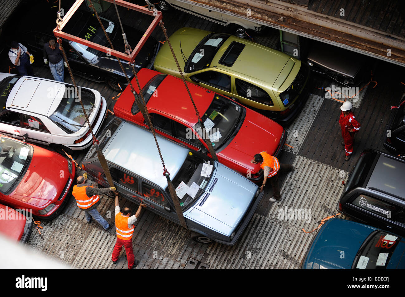 Germany Hamburg , loading of used cars for export to africa Cotonou