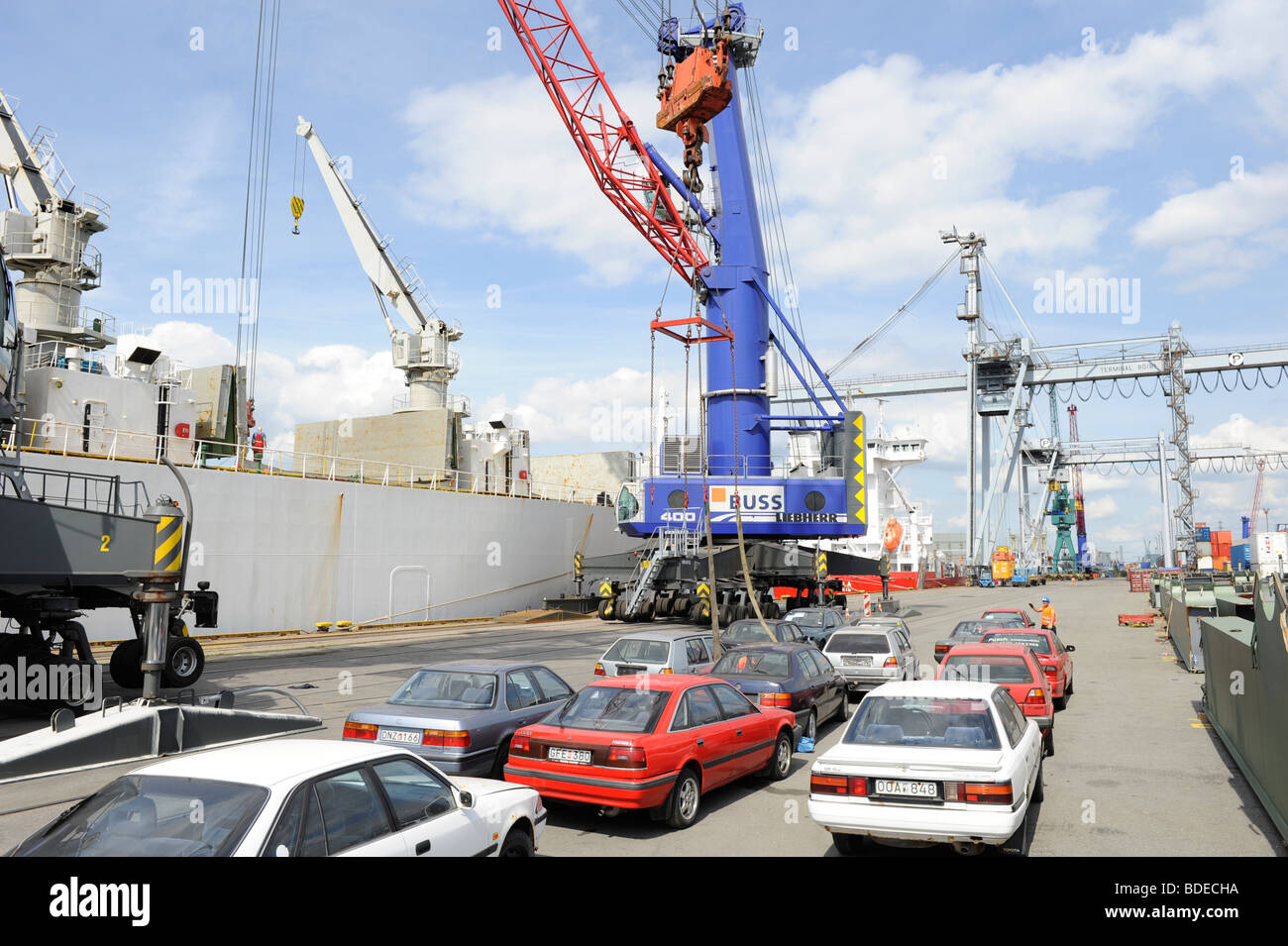 Germany Hamburg , loading of used cars for export to africa Cotonou