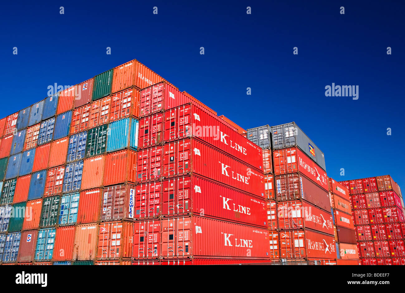 Shipping Industry / Shipping containers stacked at a port container