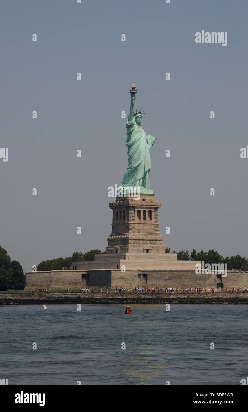 The Statue of Liberty on an island in New York harbor commemorates the