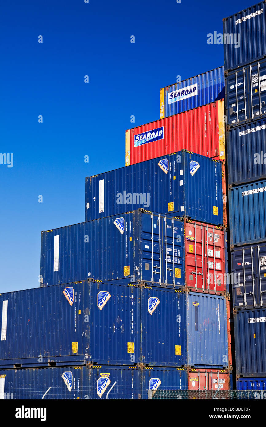 Shipping Industry / Shipping containers stacked at a port container