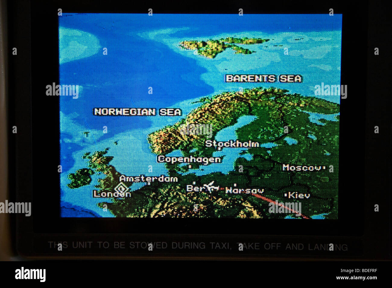 Aeroplane flight position map showing aircraft position above Germany ...
