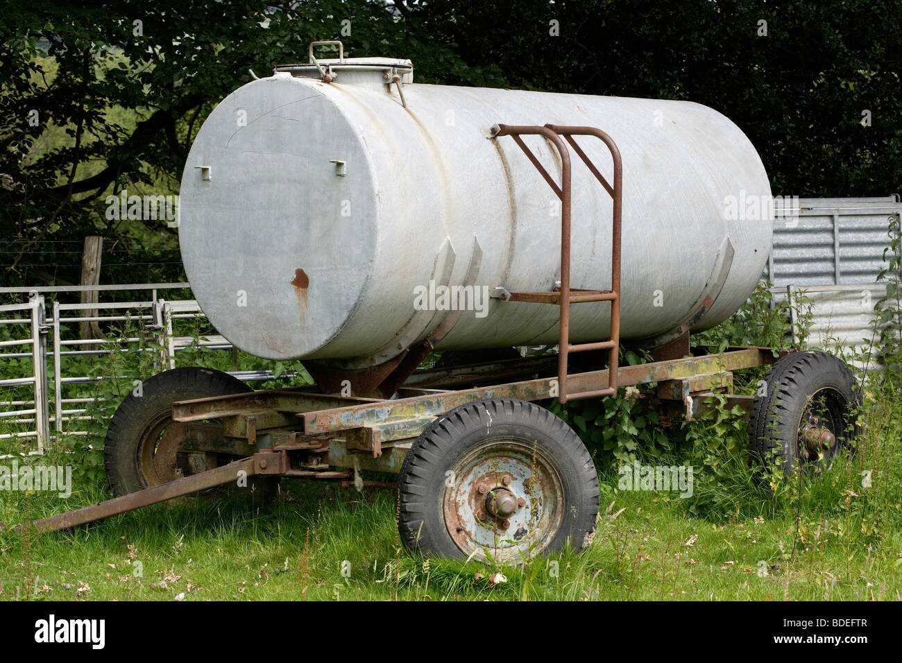 Farm water tank on trailer Stock Photo