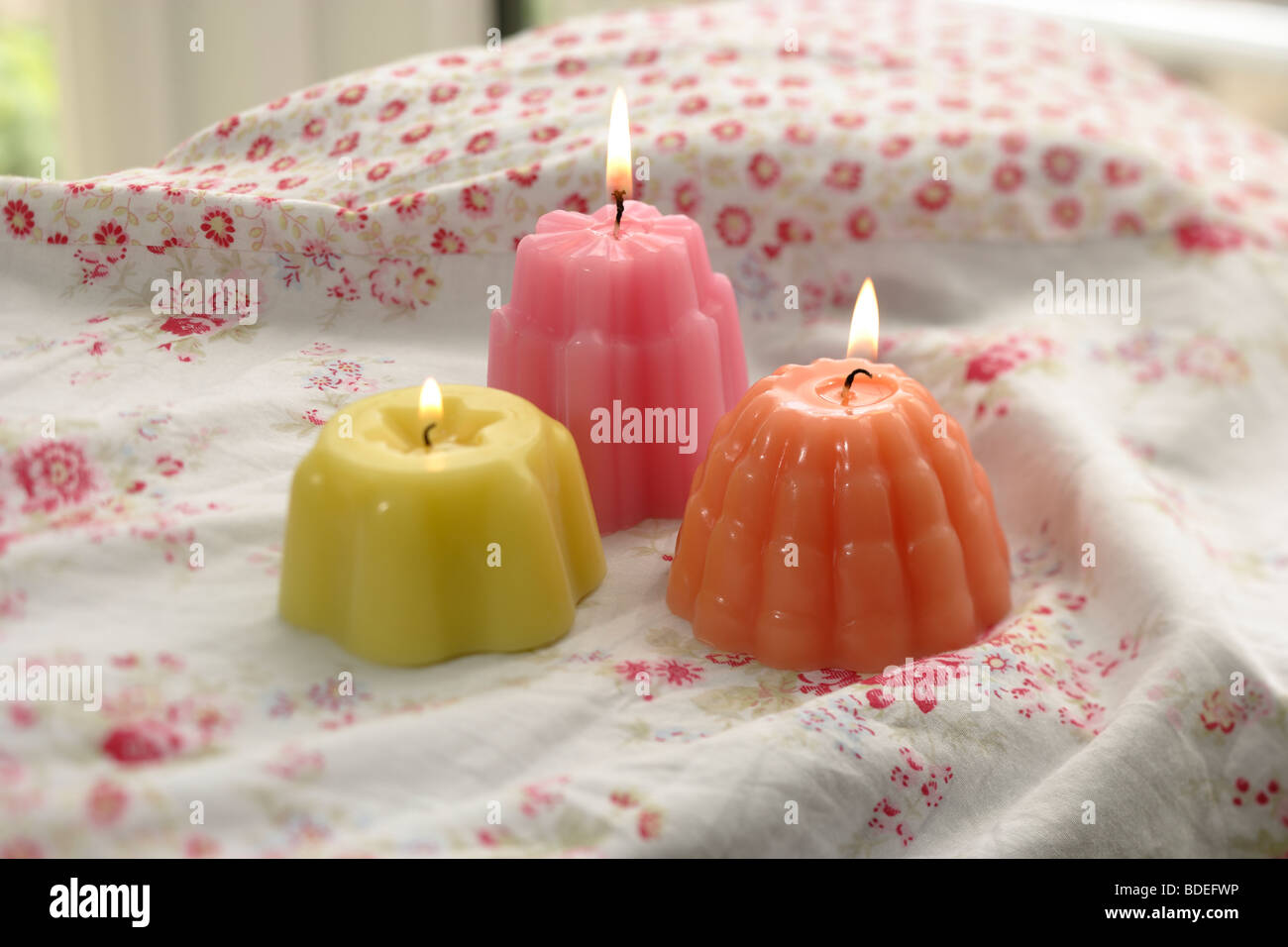 Jelly mould candles Stock Photo Alamy