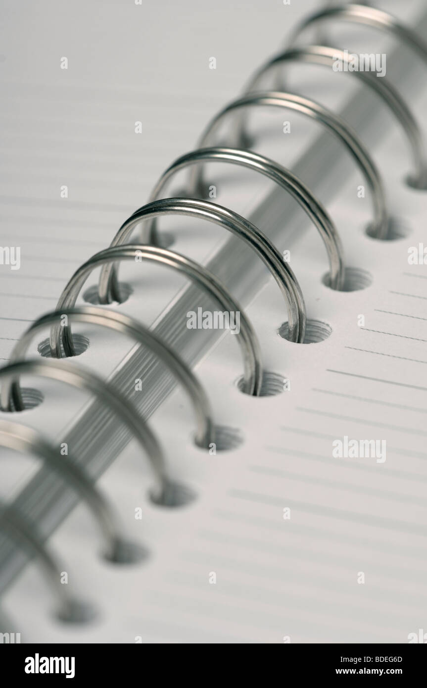 Spiral binding of lined notepad Stock Photo Alamy