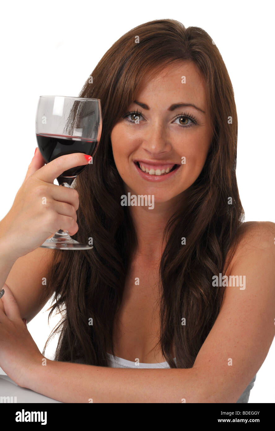 Woman holding glass of wine hi-res stock photography and images - Alamy