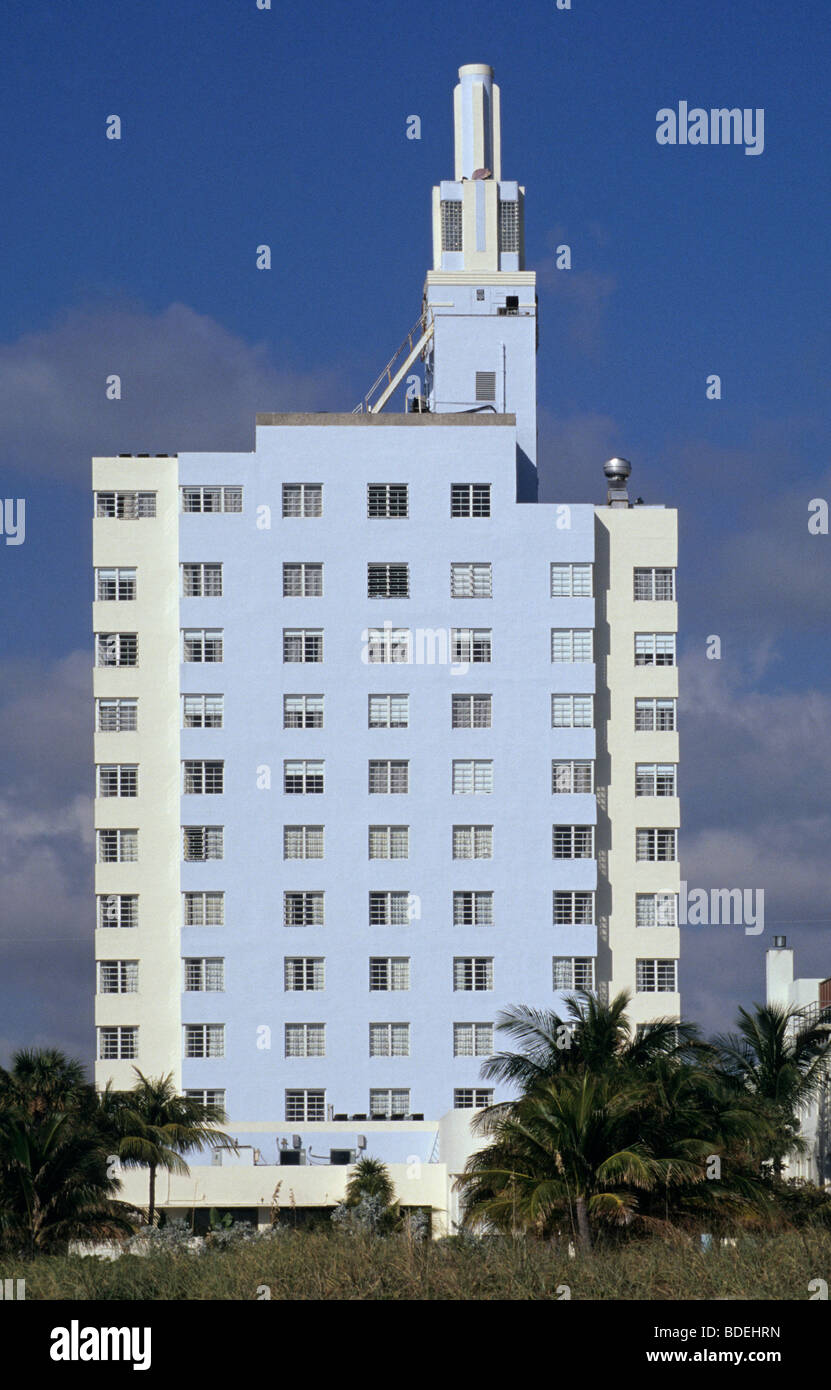 hotel Ritz Plaza viewed from the beach - Miami - USA Stock Photo