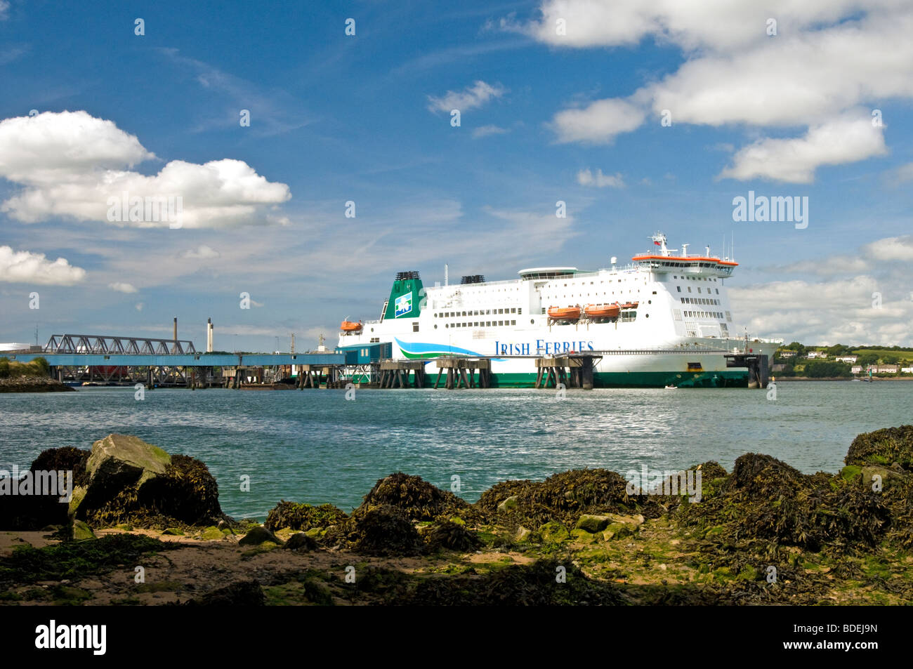 Irish Ferries Isle of Inishmore Moored up in Pembroke Dock West Wales Stock Photo