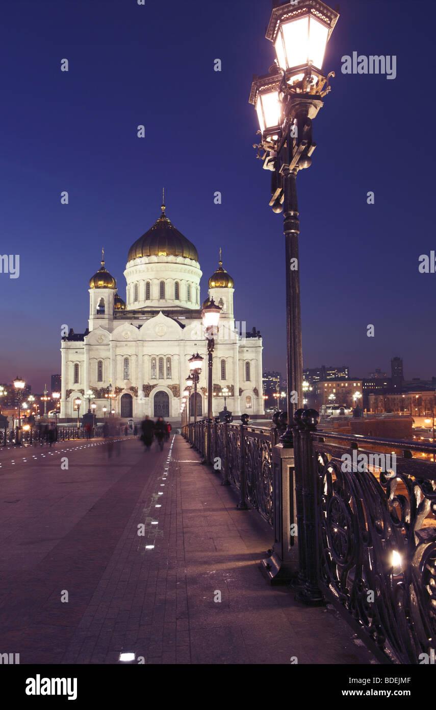 Cathedral of Christ the Saviour at night, Moscow, Russia Stock Photo ...