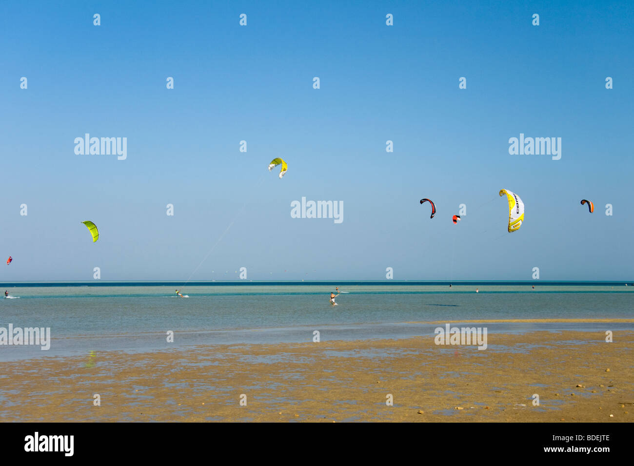 Kite surfing, El Gouna Beach, Red Sea, Egypt Stock Photo