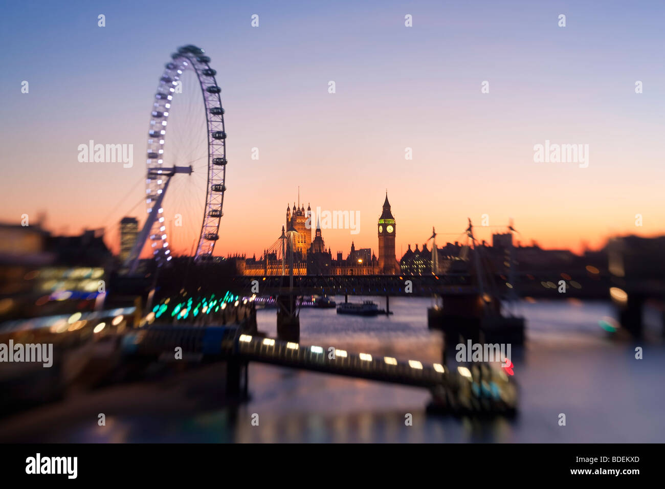 Houses of Parliment & London Eye, Westminster, London, UK Stock Photo