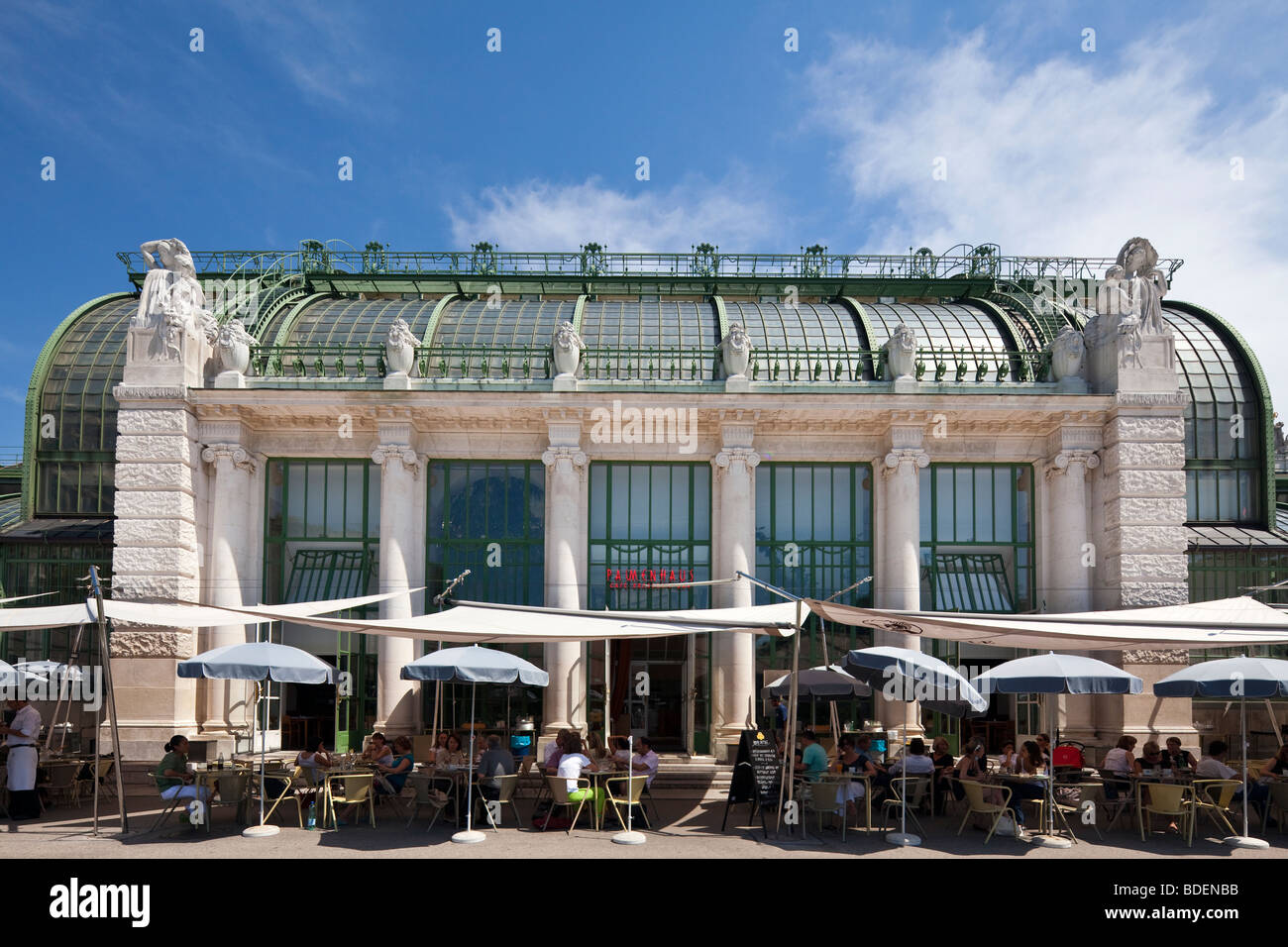 cafe at the Palm house (Palmenhaus), Burggarten, Hofburg Palace, Vienna, Austria Stock Photo