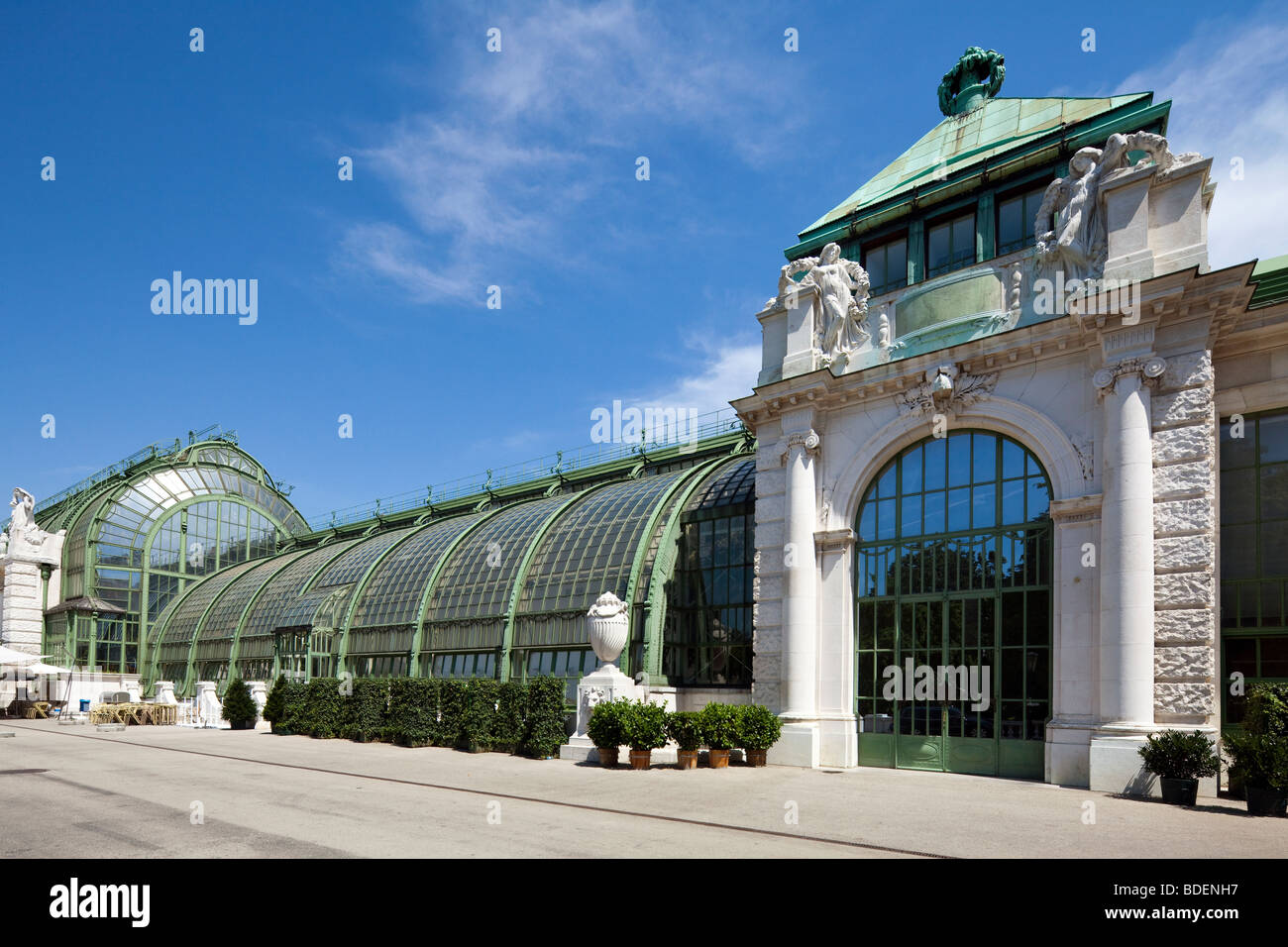 Palm house (Palmenhaus), Burggarten, Hofburg Palace, Vienna, Austria Stock Photo