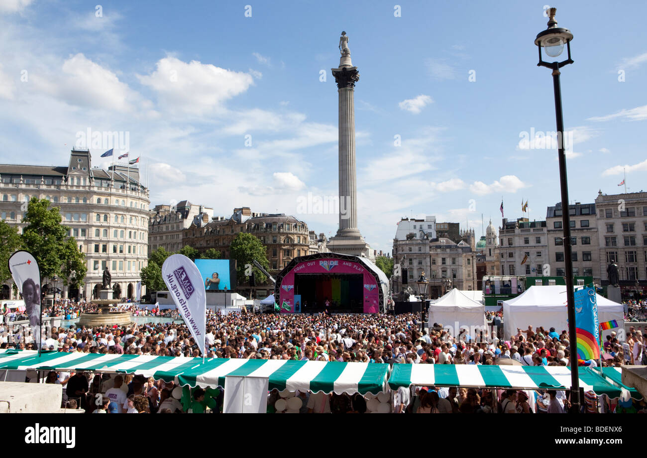 Gay pride March In Trafalgar Square In London UK Stock Photo