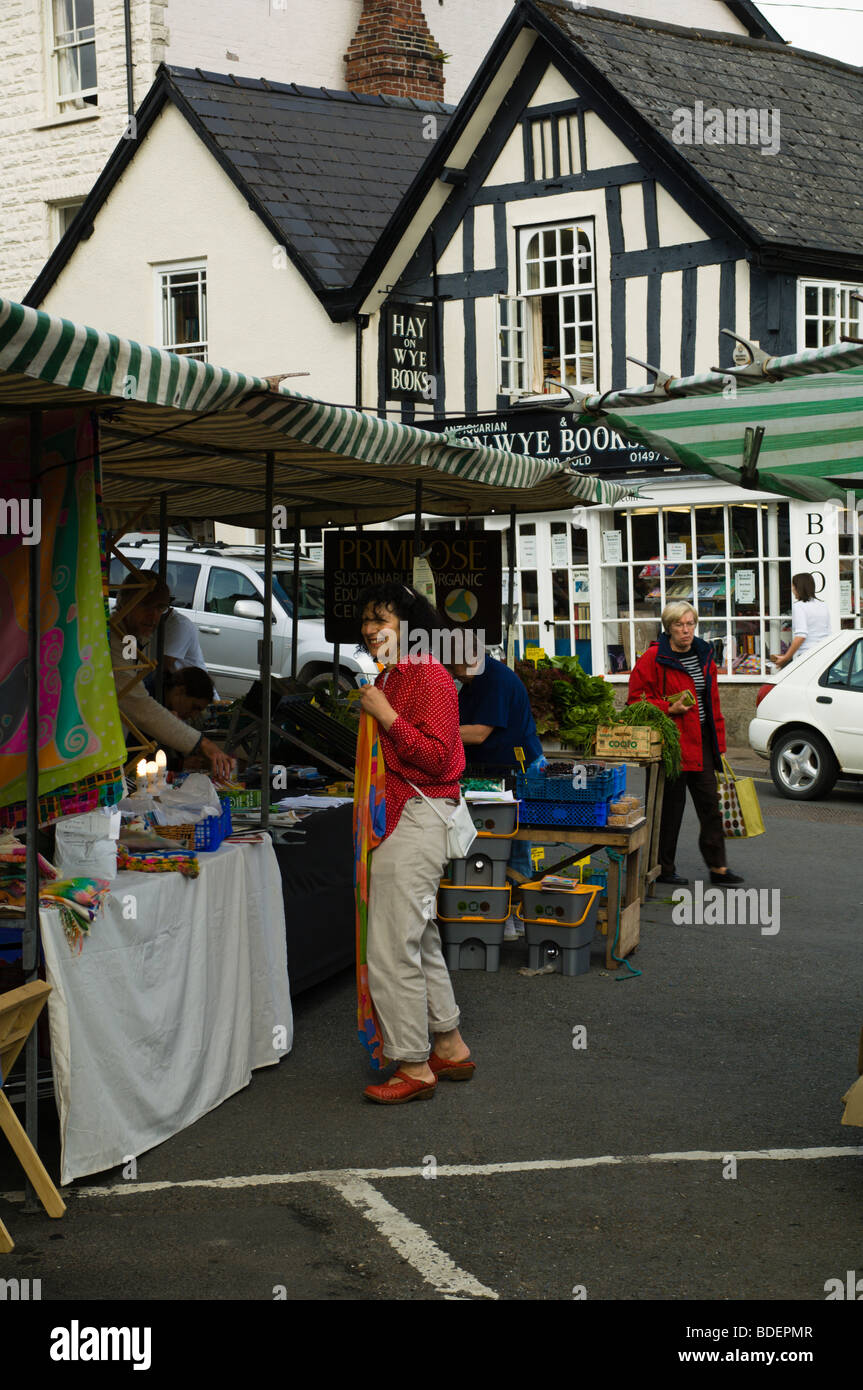 Market day in HayonWye Stock Photo Alamy