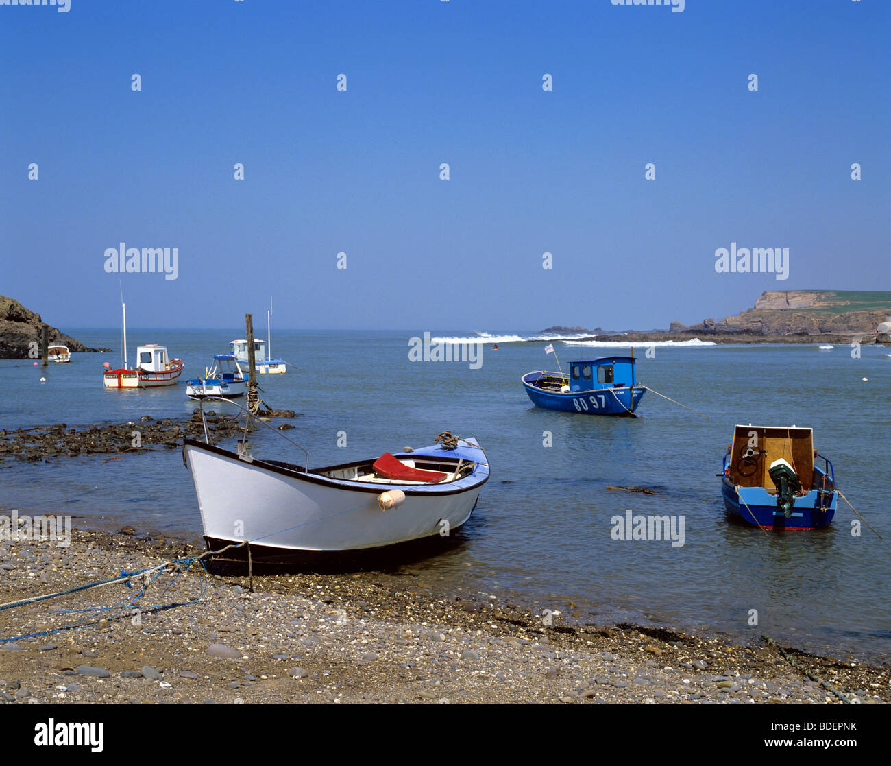 Bude Fishing boats off the north Cornish coast Stock Photo Alamy