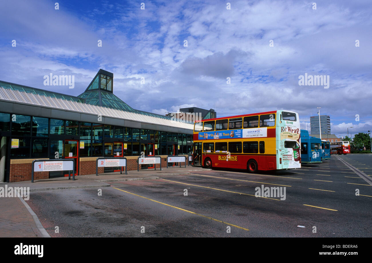 buses and passengers at Leeds city bus station Yorkshire UK Stock Photo -  Alamy