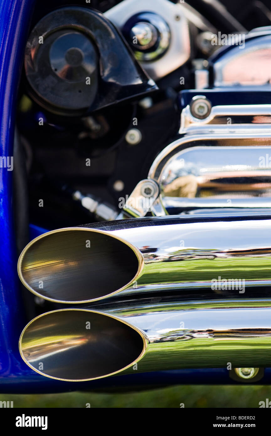 Harley Davidson motorcycle chrome exhaust pipes Stock Photo - Alamy