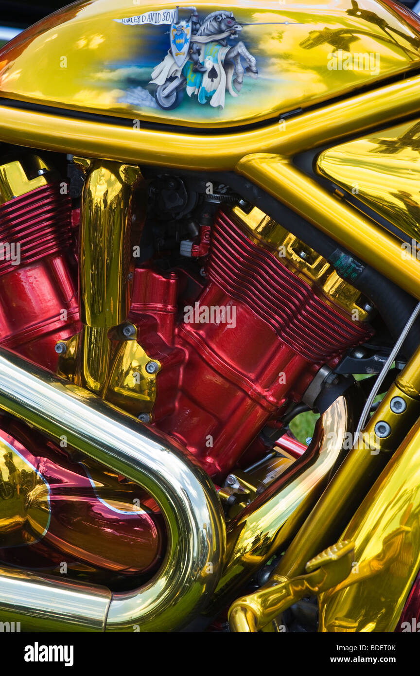 Customized Harley Davidson motorcycle 'v twin' 'pan head' engine Stock Photo