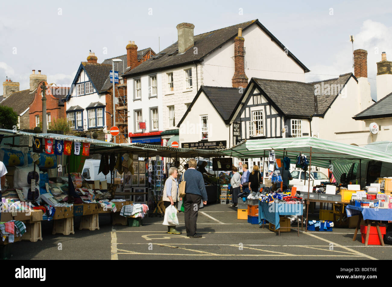Market day in HayonWye Stock Photo Alamy