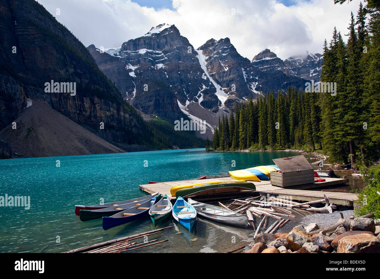 Canoe rental at "Moraine Lake" in the Valley of the Ten Peaks in Banff