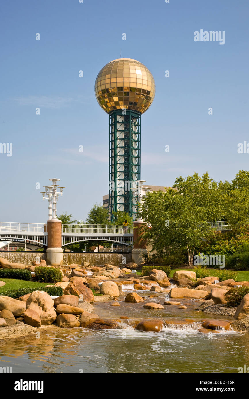 Sunsphere built for 1982 Worlds Fair in Worlds Fair Park in Knoxville Tennessee Stock Photo