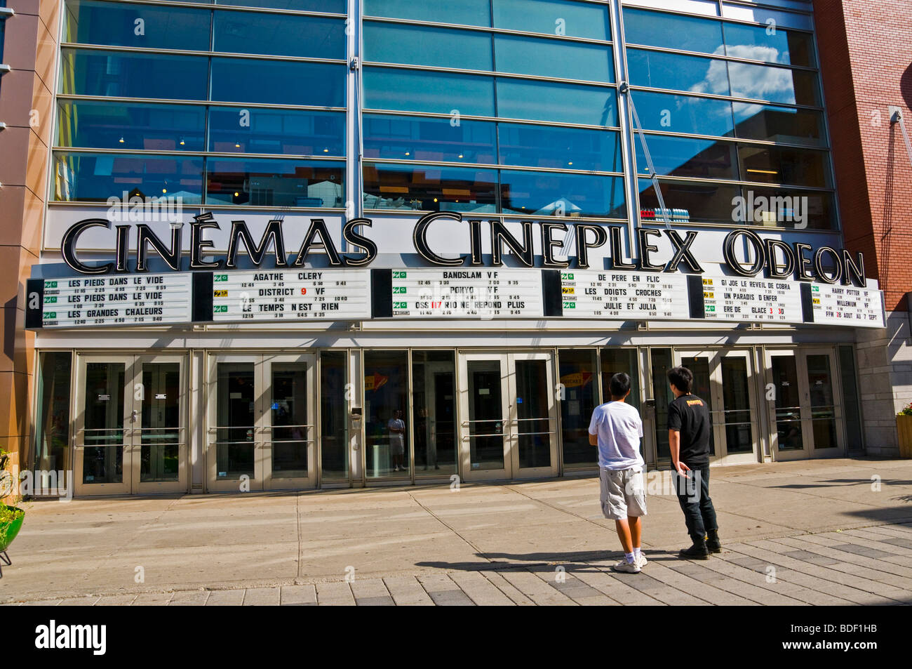People in front of french language Movie theater Montreal, Quebec, Canada Stock Photo