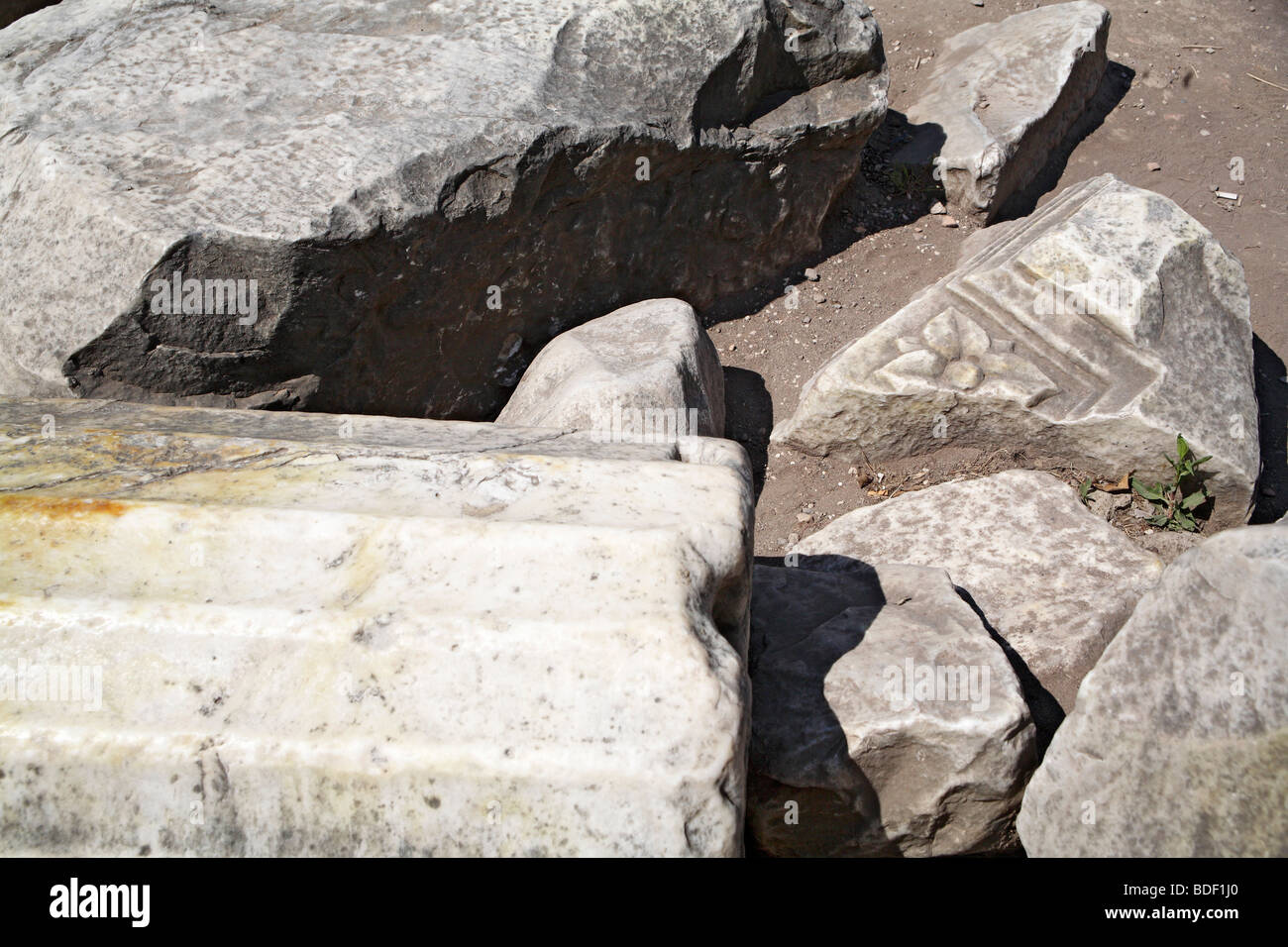Pieces of fallen buildings making a pattern. The Forum, Rome Stock ...